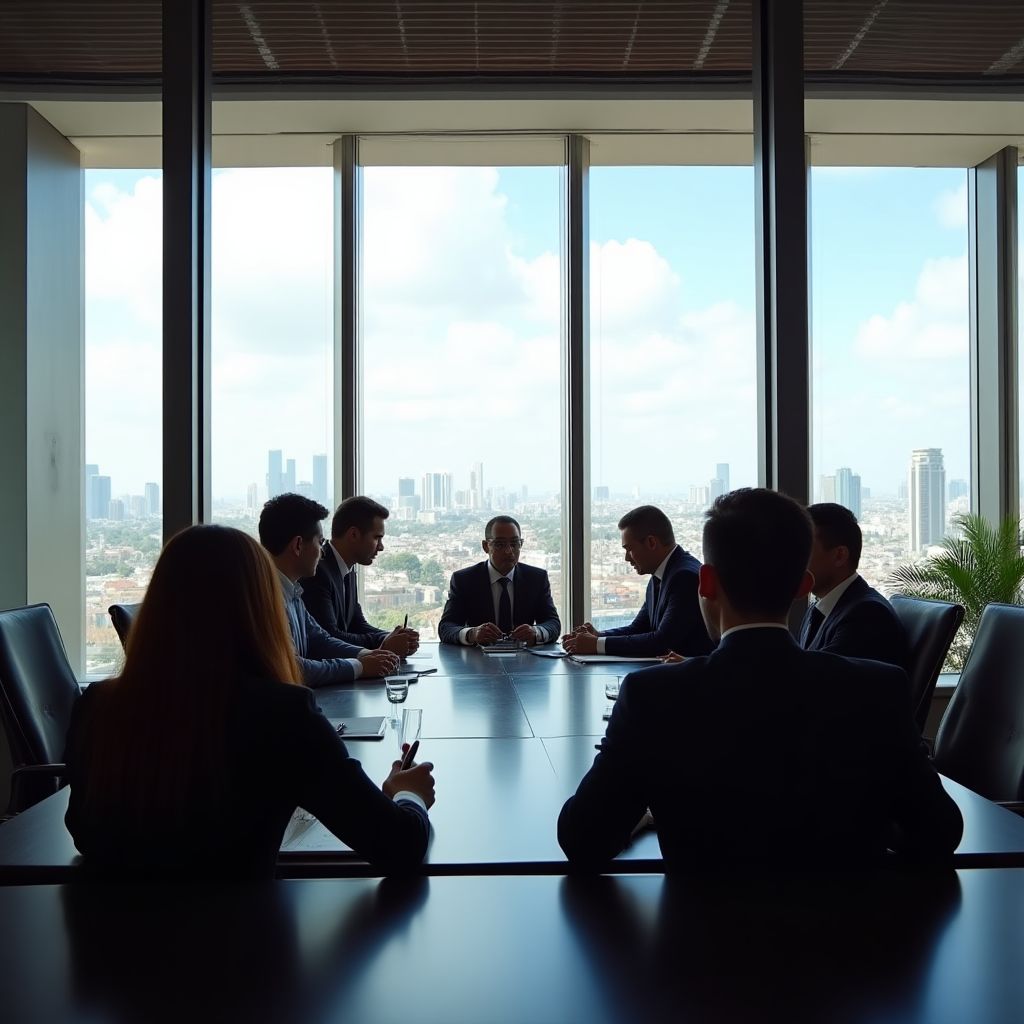 Equipo de ArgentFinanz reunido en oficina moderna